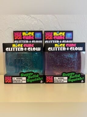 NeeDoh Nice Cure Glitter & Glow Super Solid Squish - Blue and Purple